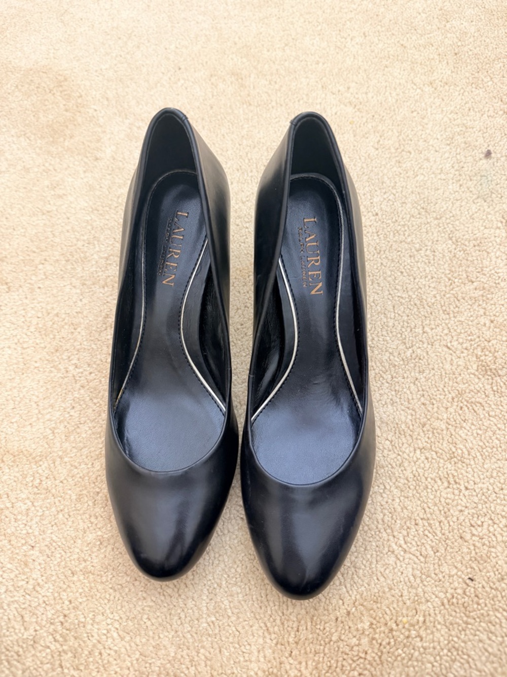 Ralph Lauren Black Leather Pointed-Toe Pumps
